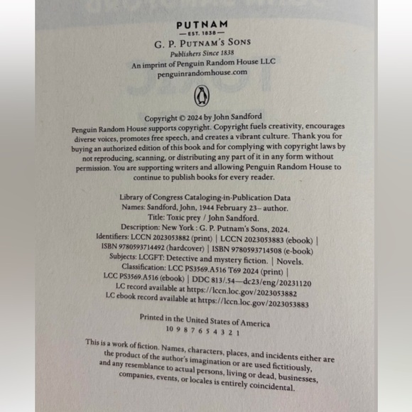 Toxic Prey by John Sanford HC NY Times Bestselling Author EUC - Picture 5 of 7